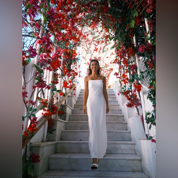 Satin Cowl Back Slip Mini Dress in White - Picture 6 of 9